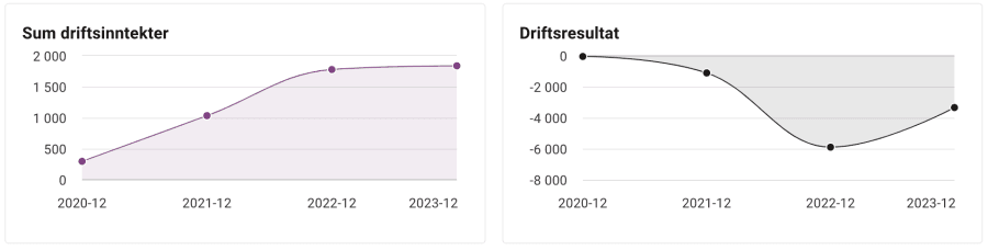 Faktisk resultat for selskapet i casestudien.