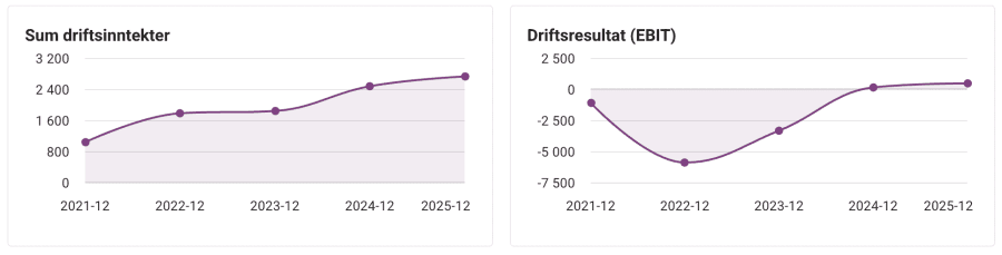 Faktisk utvikling for selskapet i casestudien.